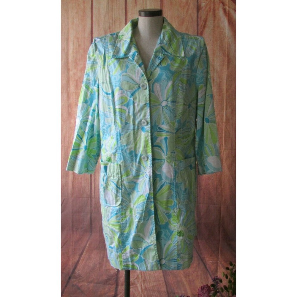 plaza south womens size 16 floral green spring blazer ligth coat jacket